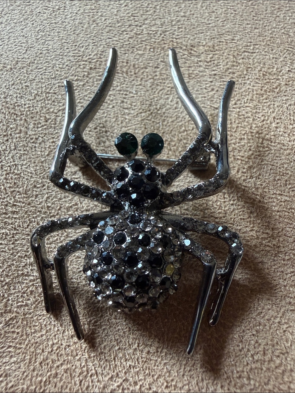 Spider Brooch Black Crystal Pin